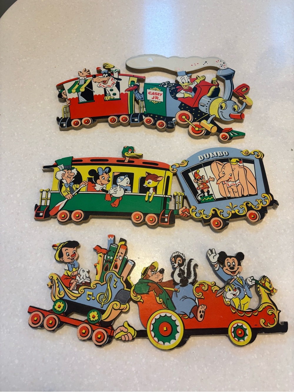 1950 Disney Car Train Nursery School Bedroom Play Mickey Minnie Goofy Donald Art